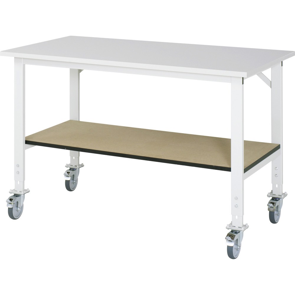 Produktabbildung Nr. 1: RAU höhenverstellbarer, mobiler Werktisch Serie TOM, HxBxT 760-1.080 x 1.500 x 800 mm, Arbeitsplatte Melamin-Belag
