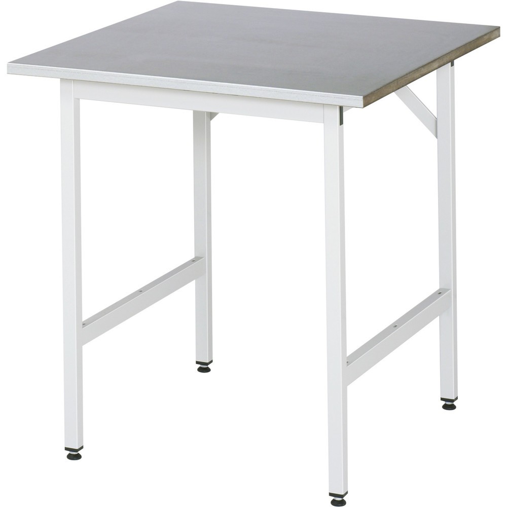 Produktabbildung Nr. 1: RAU höhenverstellbarer Werktisch Serie JERRY, HxBxT 800-850 x 750 x 800 mm, Arbeitsplatte Edelstahlblech-Belag