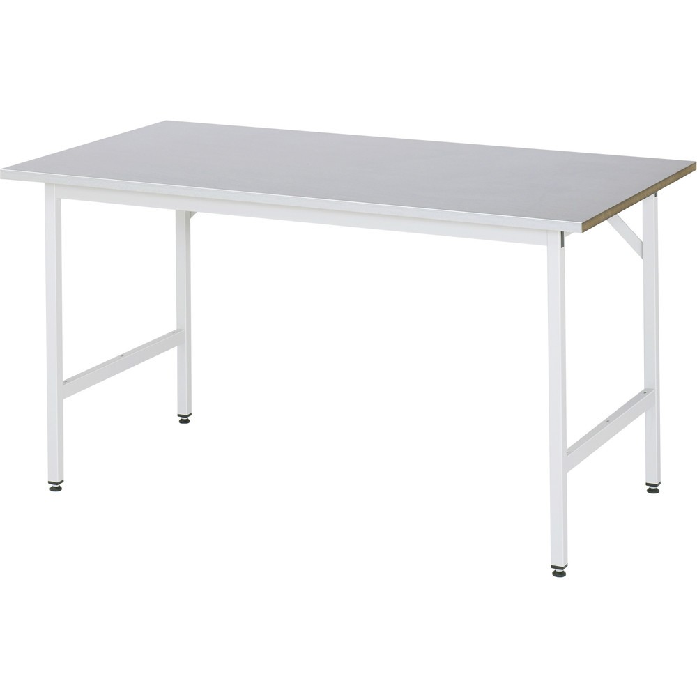 Produktabbildung Nr. 1: RAU höhenverstellbarer Werktisch Serie JERRY, HxBxT 800-850 x 1.500 x 800 mm, Arbeitsplatte Edelstahlblech-Belag