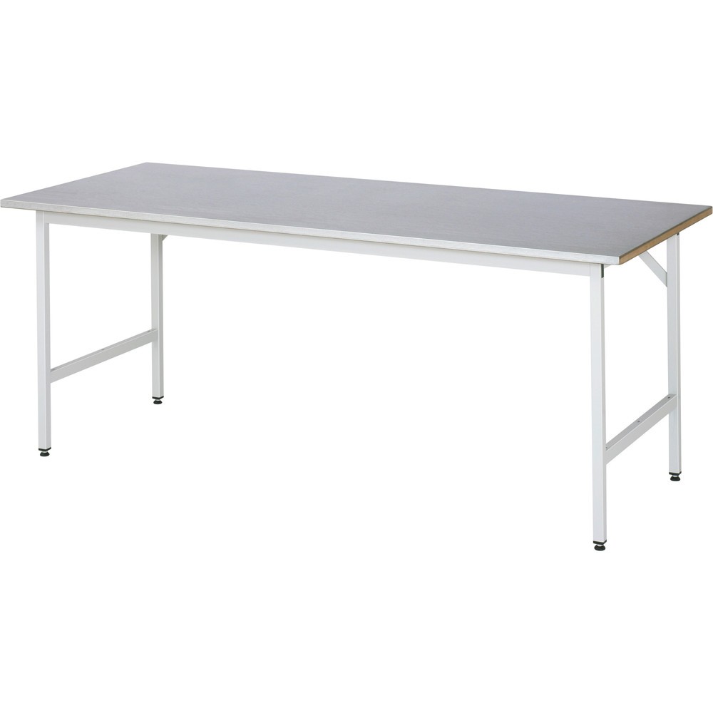 Produktabbildung Nr. 1: RAU höhenverstellbarer Werktisch Serie JERRY, HxBxT 800-850 x 2.500 x 800 mm, Arbeitsplatte Edelstahlblech-Belag