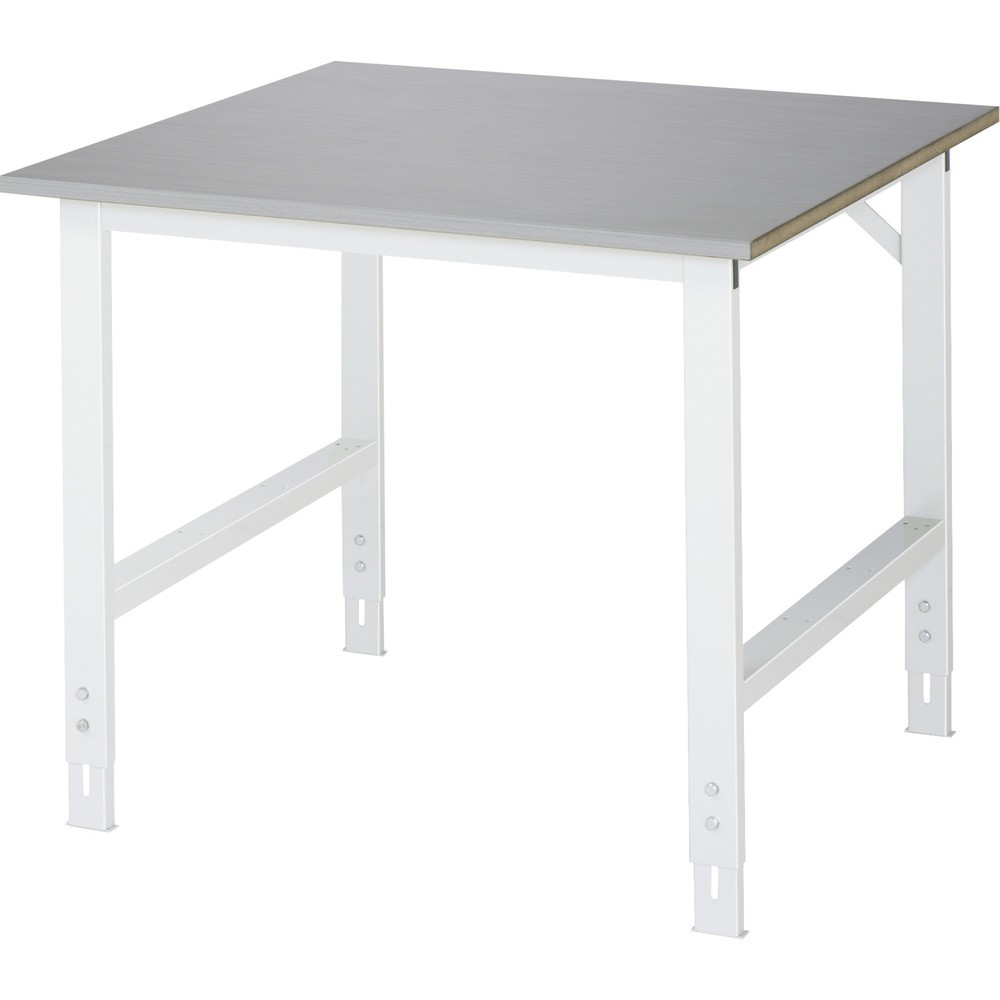 Produktabbildung Nr. 1: RAU höhenverstellbarer Werktisch Serie TOM, HxBxT 760-1.080 x 1.000 x 1.000 mm, Arbeitsplatte Edelstahlblech-Belag