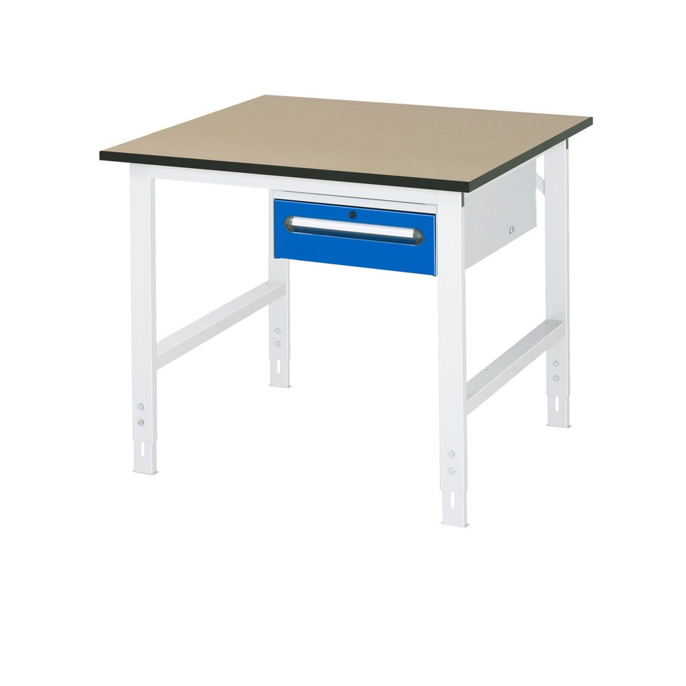 Produktabbildung: RAU höhenverstellbarer Werktisch Serie TOM, HxBxT 760-1.080 x 1.000 x 1.000 mm, 1 Schublade, MDF Arbeitsplatte