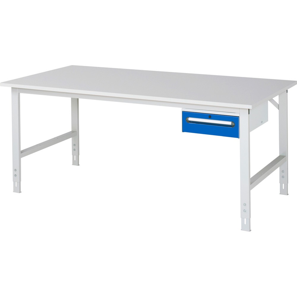 Produktabbildung Nr. 1: RAU höhenverstellbarer Werktisch Serie TOM, HxBxT 760-1.080 x 2.500 x 1.000 mm, 1 Schublade, Arbeitsplatte Melamin-Belag