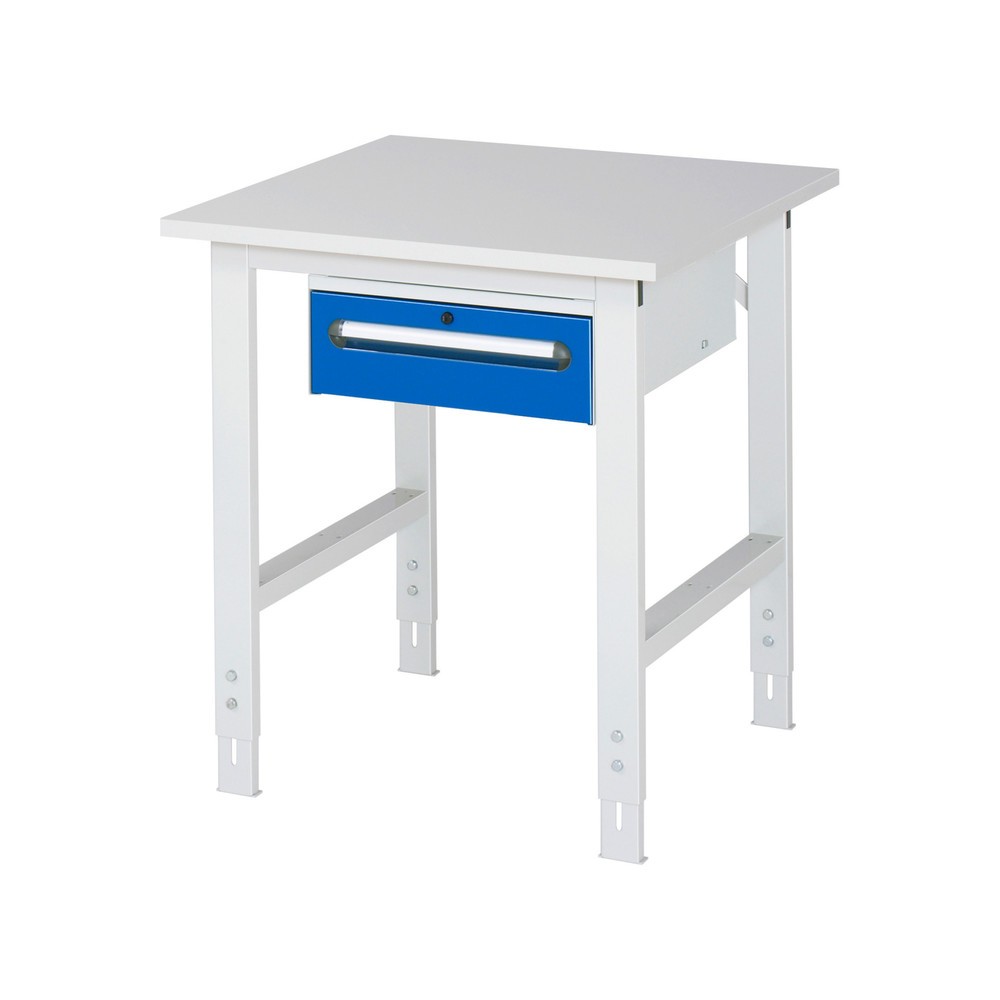 Produktabbildung Nr. 1: RAU höhenverstellbarer Werktisch Serie TOM, HxBxT 760-1.080 x 750 x 800 mm, 1 Schublade, Arbeitsplatte Melamin-Belag