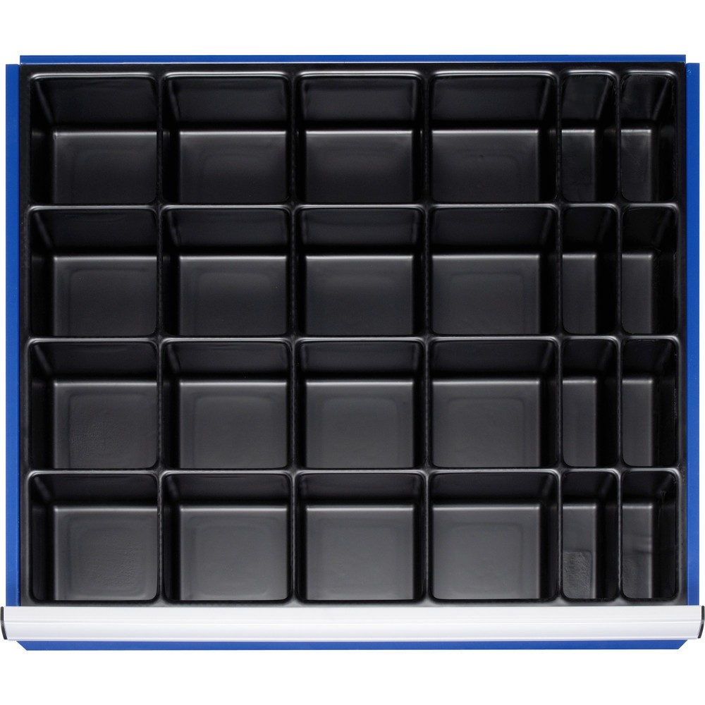 Illustration du produit: RAU Jeu de compartimentage pour tiroir, HxlxP 90 x 680 x 560 mm, avec insert pour petites pièces et 24 casiers, taille XL pour hauteur de façade 120-360 mm