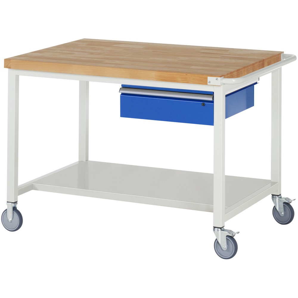 Produktabbildung: RAU mobile Werkbank Serie 8000, HxBxT 880 x 1.250 x 900 mm, Ablageboden unten, mit 1 Schublade rechts