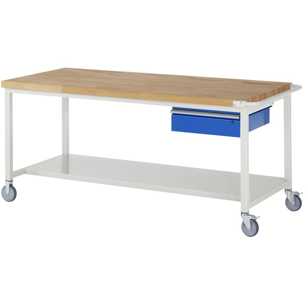 Produktabbildung Nr. 1: RAU mobile Werkbank Serie 8000, HxBxT 880 x 2.000 x 900 mm, Ablageboden unten, mit 1 Schublade rechts