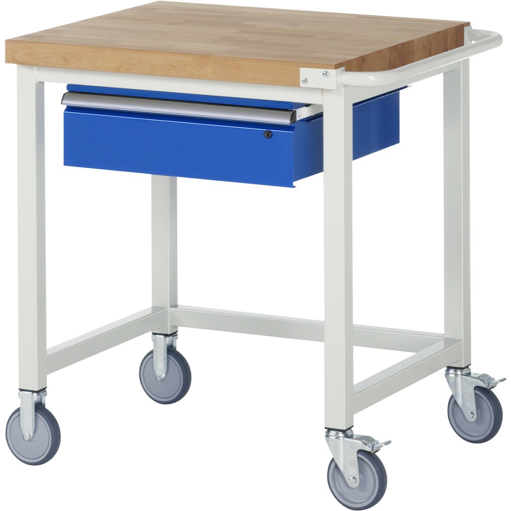 Produktabbildung Nr. 1: RAU mobile Werkbank Serie 8000, HxBxT 880-1.080 x 750 x 700 mm, 1 Schublade 1 x 150 mm, Schubladen-TK 50 kg