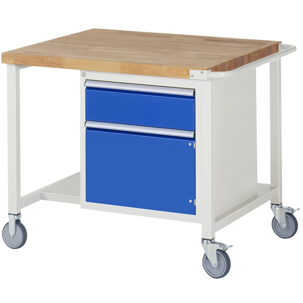 Produktabbildung Nr. 1: RAU mobile Werkbank Serie 8000, HxBxT 880 x 1.000 x 900 mm, 1 Container, 1 Flügeltür, 1 x 90%-Auszug-Schublade