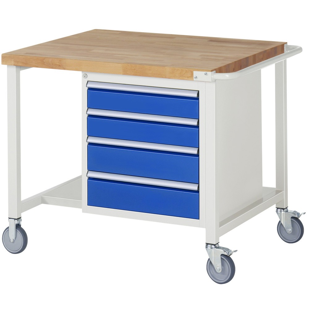 Produktabbildung Nr. 1: RAU mobile Werkbank Serie 8000, HxBxT 880 x 1.000 x 900 mm, 1 Container, 4 x 90%-Auszug-Schubladen, Breite 490 mm