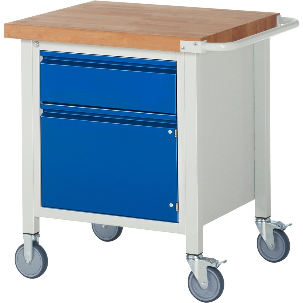 Produktabbildung Nr. 1: RAU mobile Werkbank Serie 8000, HxBxT 880 x 750 x 700 mm, 1 Container, 1 Flügeltür, 1 Schublade, eintegrierte Griffleiste