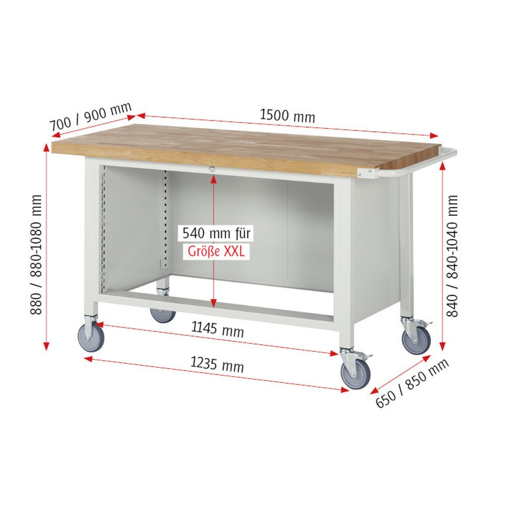 Produktabbildung Nr. 4: RAU mobile Werkbank Serie 8000, HxBxT 880 x 1.500 x 700 mm, 1 Container, 4 x 90%-Auszug-Schubladen, Breite 1.055 mm