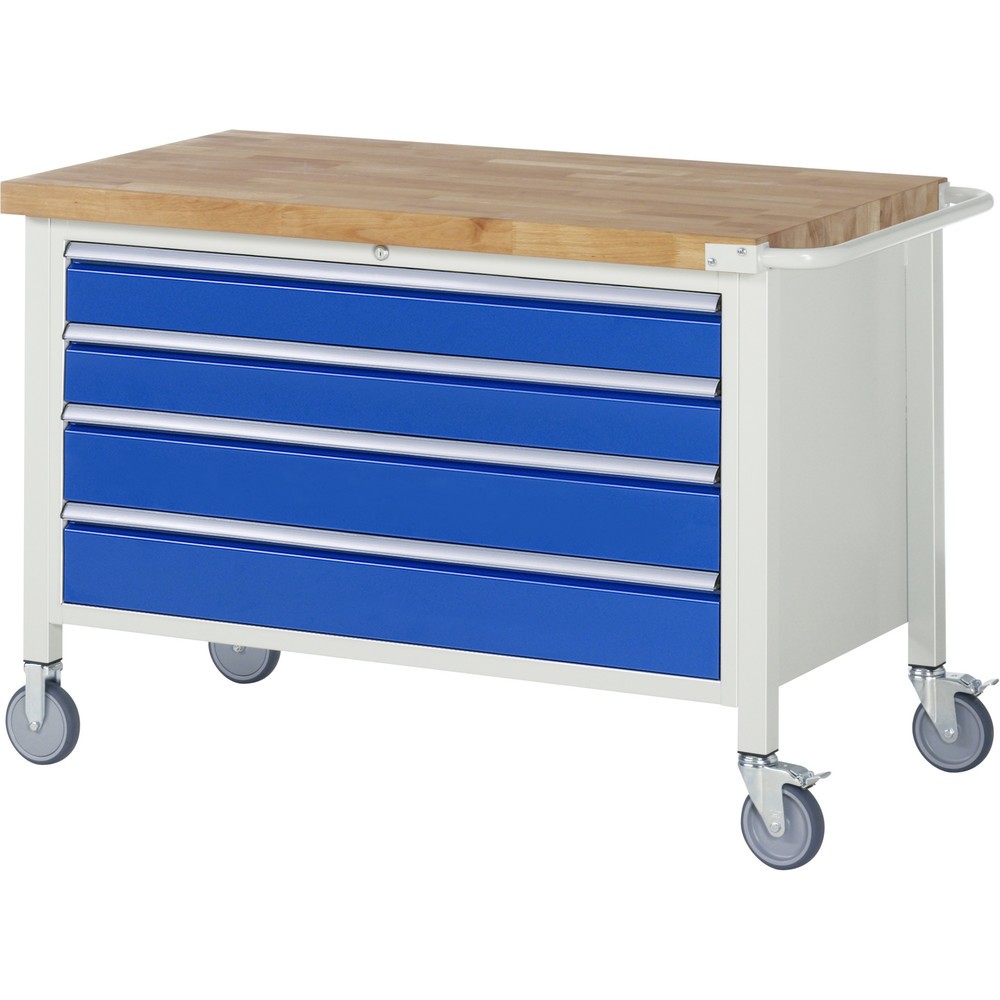 Produktabbildung Nr. 1: RAU mobile Werkbank Serie 8000, HxBxT 880 x 1.250 x 700 mm, 1 Container, 4 x 90%-Auszug-Schubladen, Breite 1.055 mm