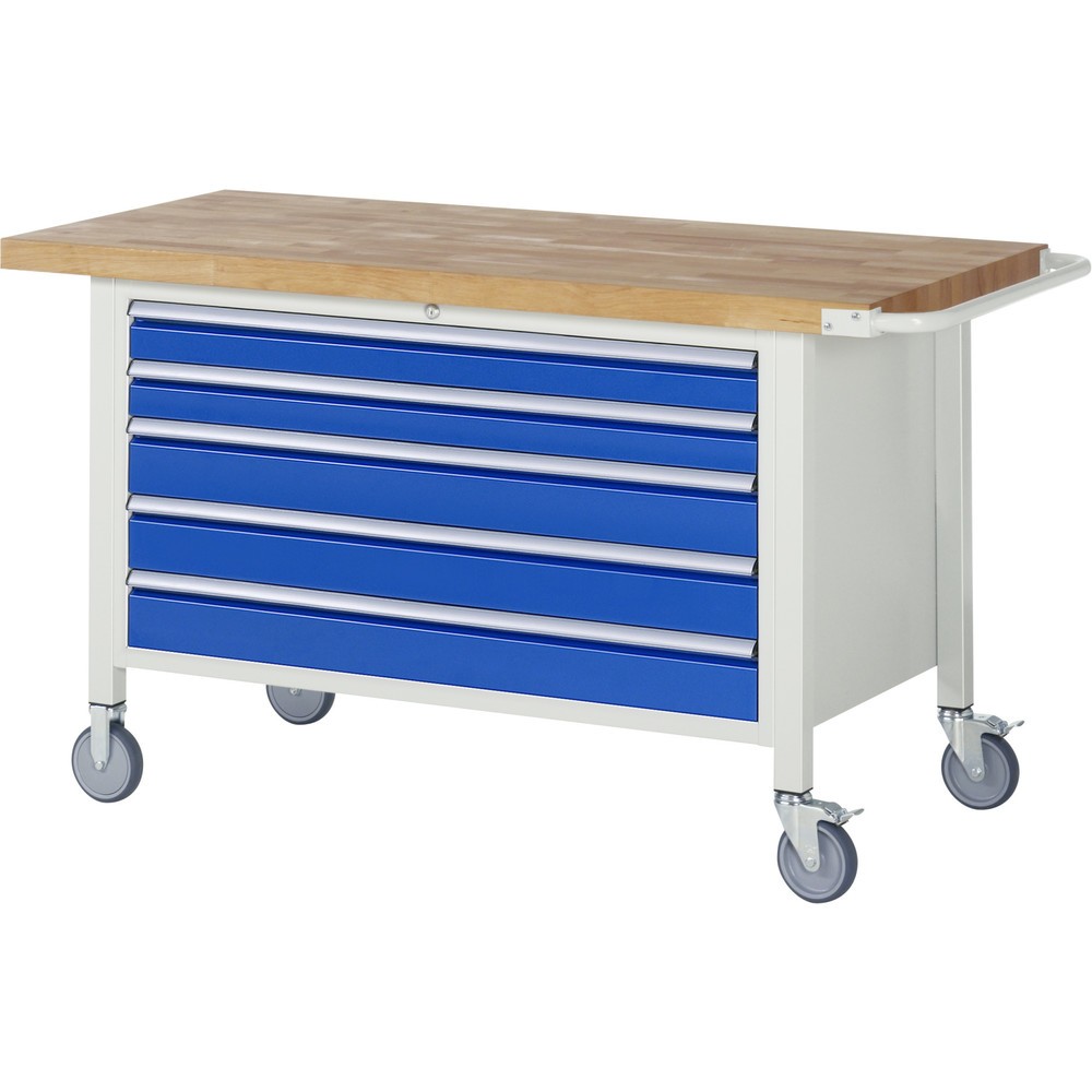 Produktabbildung Nr. 1: RAU mobile Werkbank Serie 8000, HxBxT 880 x 1.500 x 700 mm, 1 Container, 5 x 90%-Auszug-Schubladen, Breite 1.055 mm