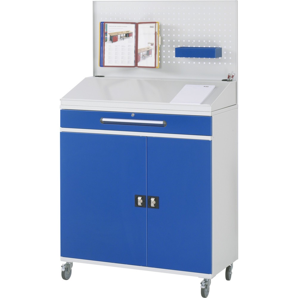 Produktabbildung Nr. 2: RAU mobiles Stehpult, HxBxT 1.235-1.895 x 1.100 x 520 mm, Schubladen 1 x 80, 1 x 120 mm