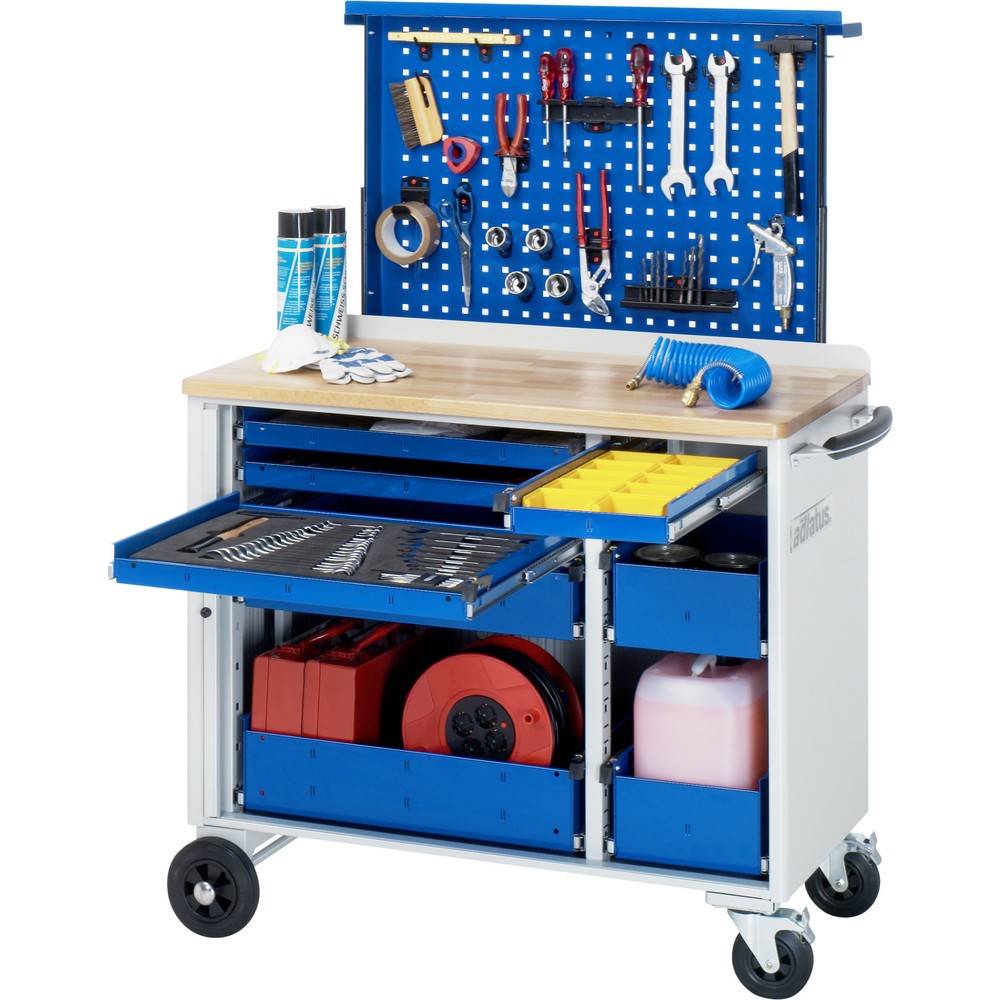 Produktabbildung Nr. 2: RAU Panneau perforé escamotable pour chariot pour outils, plan de travail en hêtre