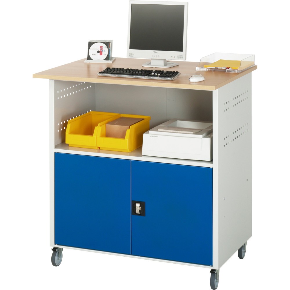 Produktabbildung Nr. 2: RAU Poste informatique HxlxP 1 150 x 1 100 x 800 mm, plan de travail décor hêtre, avec 2 portes battantes