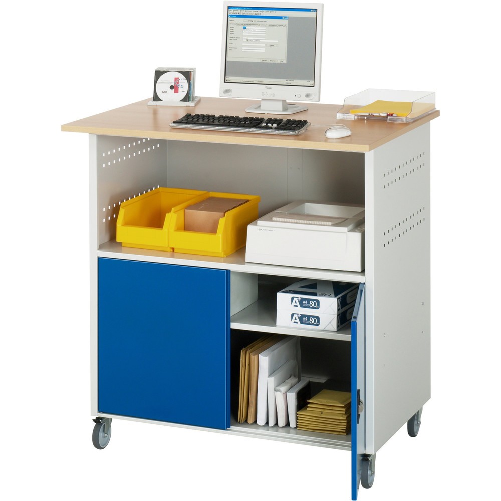 Produktabbildung Nr. 3: RAU Poste informatique HxlxP 1 150 x 1 100 x 800 mm, plan de travail décor hêtre, avec 2 portes battantes