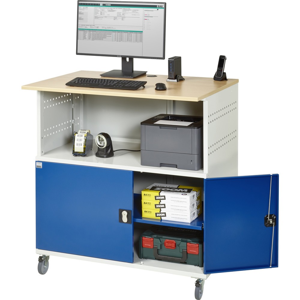 Produktabbildung Nr. 4: RAU Poste informatique HxlxP 1 150 x 1 100 x 800 mm, plan de travail décor hêtre, avec 2 portes battantes