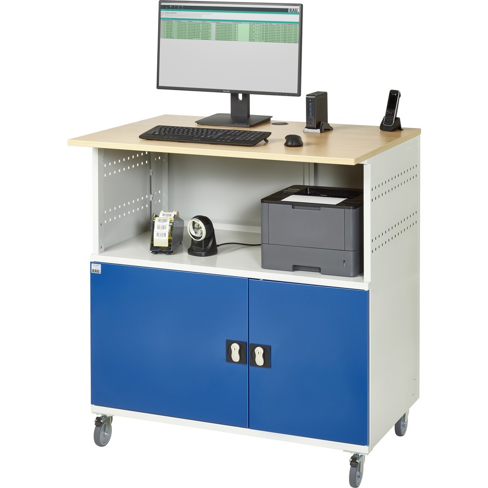 Produktabbildung Nr. 5: RAU Poste informatique HxlxP 1 150 x 1 100 x 800 mm, plan de travail décor hêtre, avec 2 portes battantes