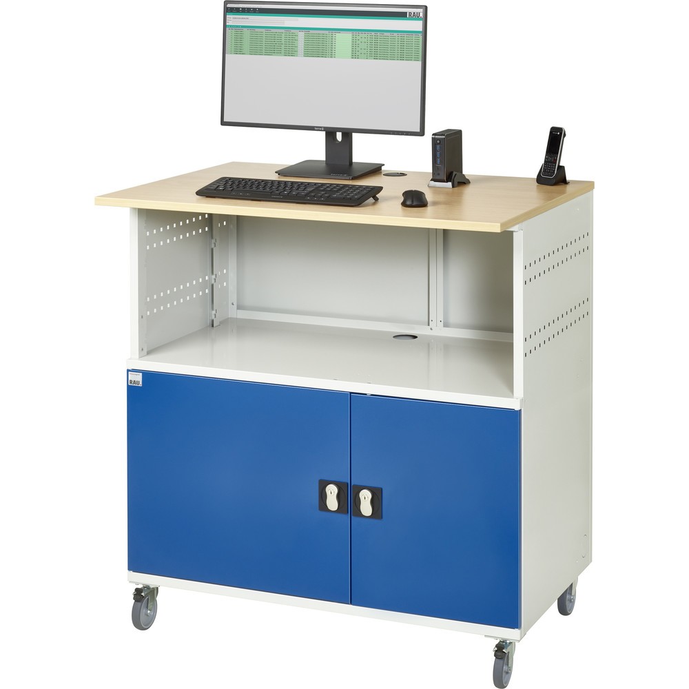 Produktabbildung Nr. 6: RAU Poste informatique HxlxP 1 150 x 1 100 x 800 mm, plan de travail décor hêtre, avec 2 portes battantes