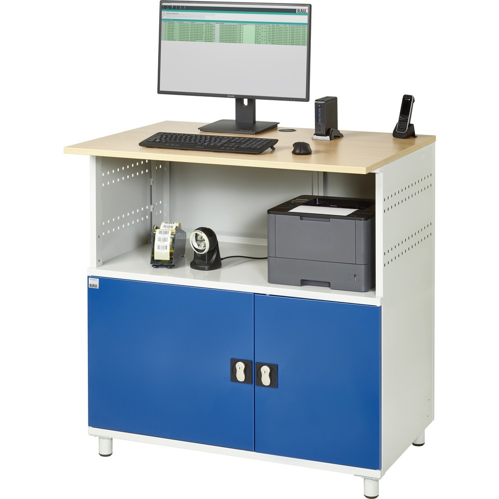 Produktabbildung Nr. 3: RAU Poste informatique HxlxP 1 100 x 1 100 x 800 mm, plan de travail décor hêtre, avec 2 portes battantes