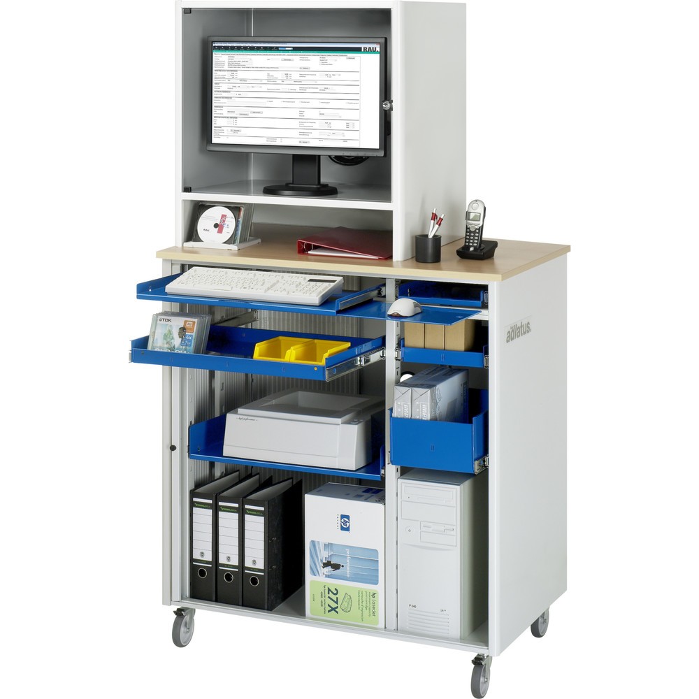 Produktabbildung Nr. 1: RAU Poste informatique, porte-clavier coulissant, 3 tiroirs, mobile