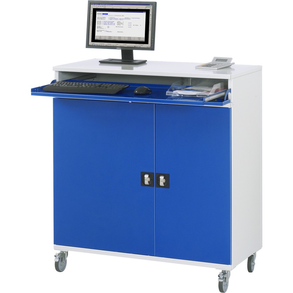 Produktabbildung Nr. 2: RAU Armoire informatique, HxlxP 1 185 x 1 100 x 520 mm, avec 2 portes battantes, porte-clavier coulissant et jeu de roulettes