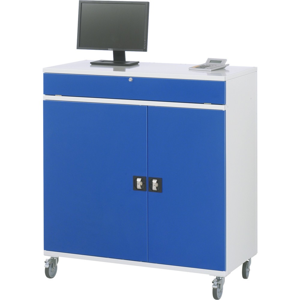 Produktabbildung Nr. 3: RAU Armoire informatique, HxlxP 1 185 x 1 100 x 520 mm, avec 2 portes battantes, porte-clavier coulissant et jeu de roulettes