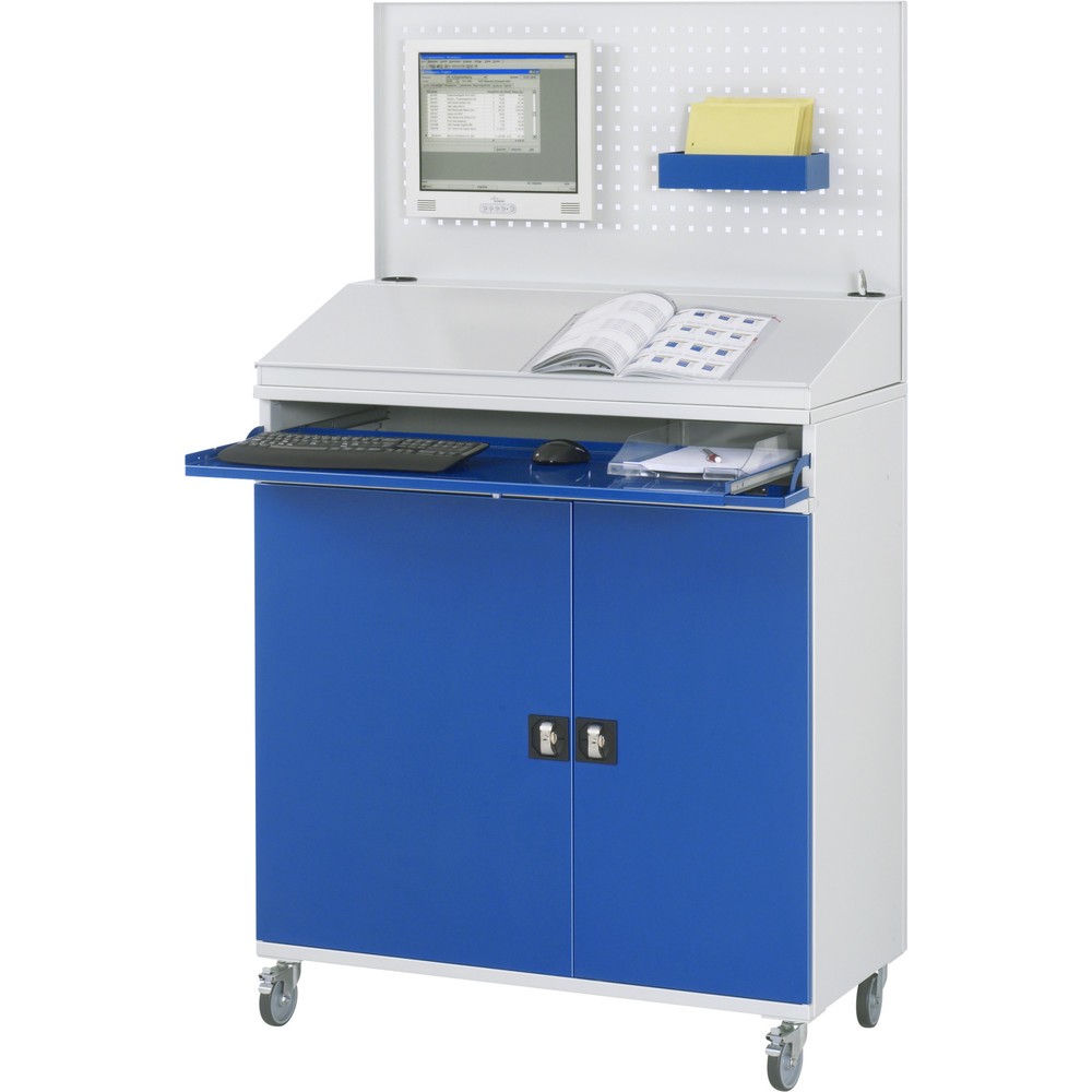 Produktabbildung Nr. 3: RAU Armoire informatique, porte-clavier coulissant, double porte battante, panneau arrière perforé, nombre de tiroirs x Hxl : 1 x 80 x 1 020 mm, mobile