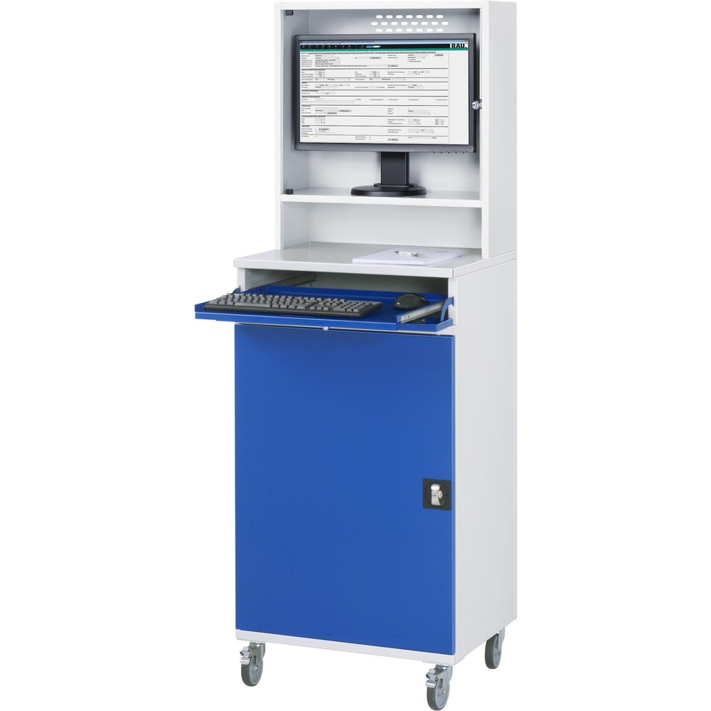 Produktabbildung Nr. 2: RAU Armoire informatique mobile, boîtier d’écran, porte-clavier coulissant, porte battante, nombre de tiroirs x Hxl : 2 x 80 x 570 mm