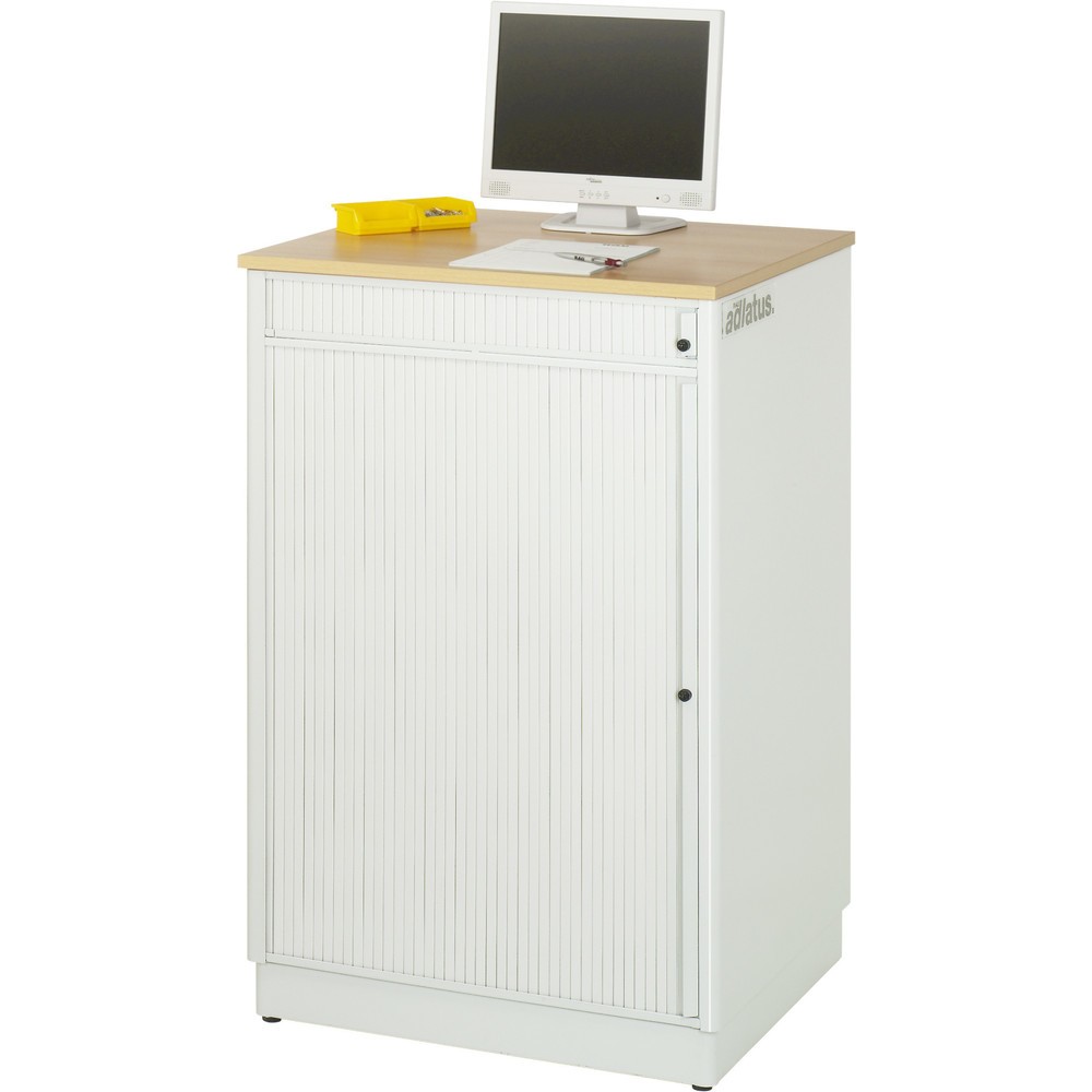 Produktabbildung Nr. 3: RAU Postes informatiques HxlxP 1 100 x 720 x 660 mm, plateau de travail décor hêtre, avec volet roulant, bloc multiprises