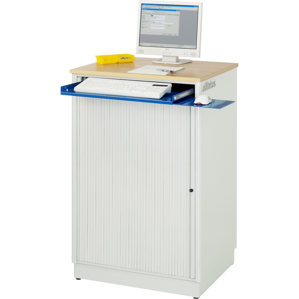 Produktabbildung Nr. 5: RAU Postes informatiques HxlxP 1 100 x 720 x 660 mm, plateau de travail décor hêtre, avec volet roulant, bloc multiprises