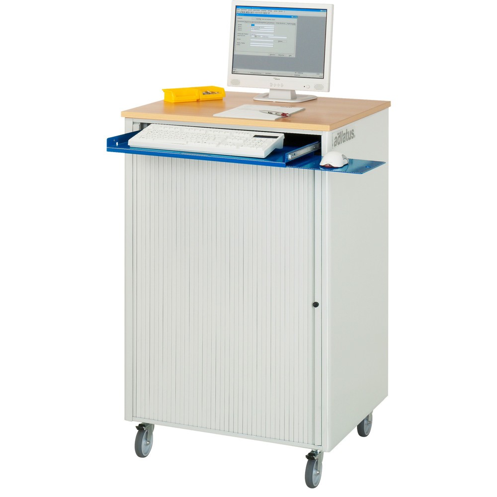 Produktabbildung Nr. 2: RAU Postes informatiques HxlxP 1 100 x 720 x 660 mm, plateau de travail décor hêtre, avec volets roulants, bloc multiprises et jeu de roulettes
