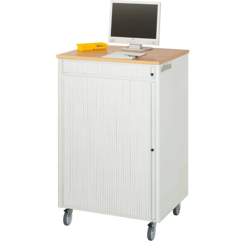 Produktabbildung Nr. 4: RAU Postes informatiques HxlxP 1 100 x 720 x 660 mm, plateau de travail décor hêtre, avec volets roulants, bloc multiprises et jeu de roulettes