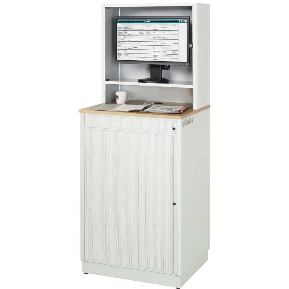 Produktabbildung Nr. 4: RAU Postes informatiques HxlxP 1 810 x 720 x 660 mm, plateau de travail décor hêtre, avec volet roulant, bloc multiprises