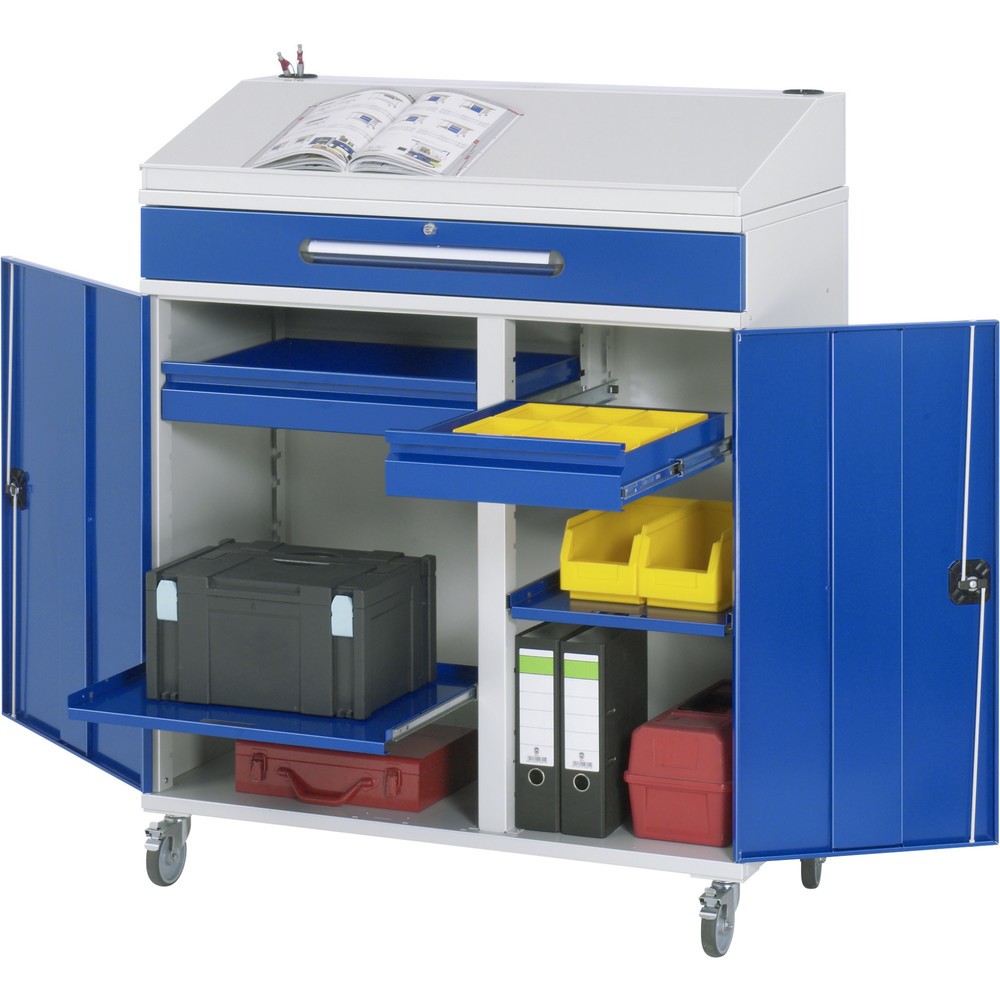 Produktabbildung Nr. 1: RAU Pupitre mobile, HxlxP 1 235-1 345 x 1 100 x 520 mm, tiroirs 2 x 80, 1 x 120 mm