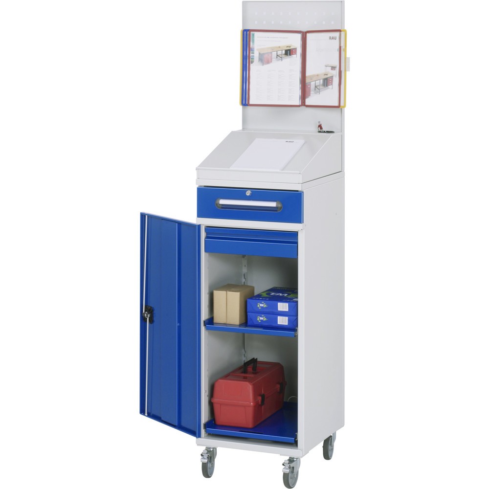 Illustration du produit: RAU Pupitre mobile, HxlxP 1 235-1 895 x 450 x 520 mm, tiroirs 1 x 80, 1 x 120 mm