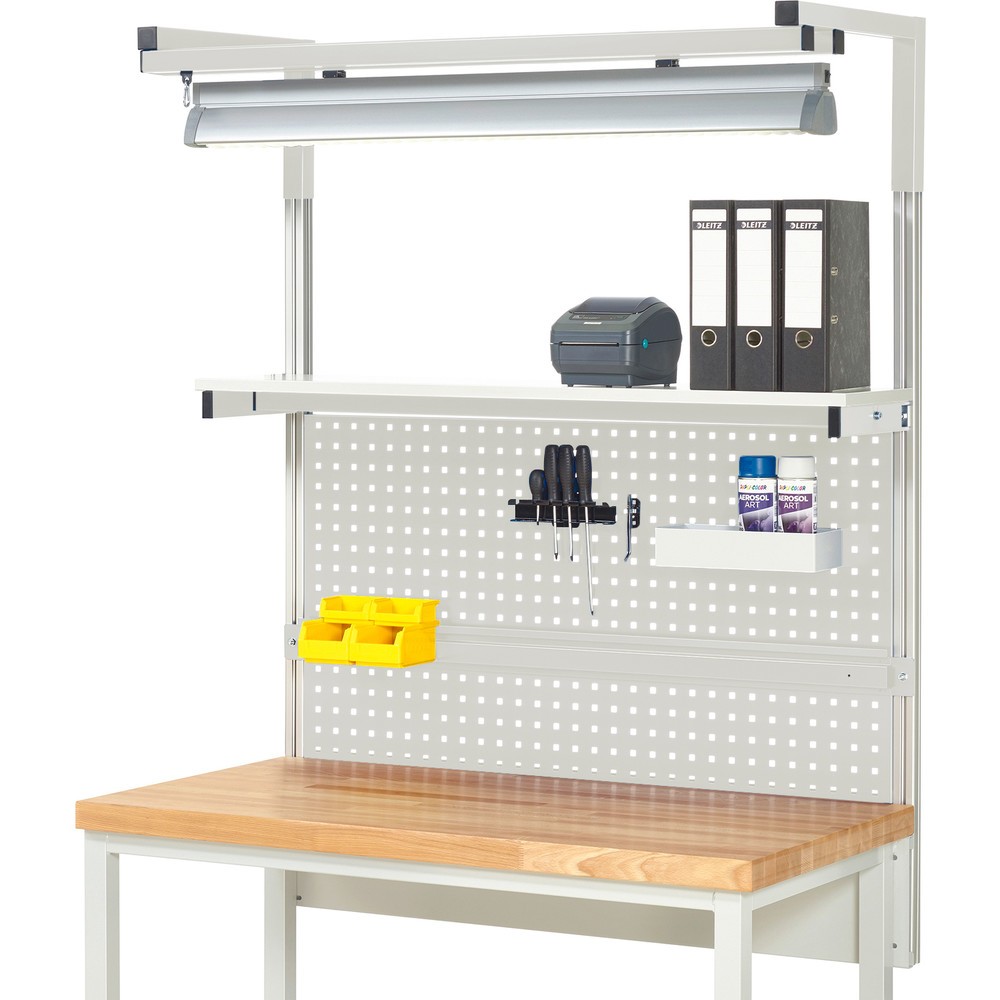 Illustration du produit: RAU Structure système, HxlxP 1 380 x 1 250 x 350 mm, avec 1 étagère, 1 rail de fixation, 1 paire de consoles et 1 lampe, jeu complet 04 pour largeur de produit 1 250 mm