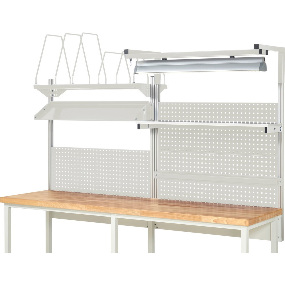 Produktabbildung Nr. 2: RAU Structure système, HxlxP 1 380 x 2 500 x 2 500 mm, avec 1 étagère, 1 rail de fixation, 1 tablette en métal inclinable, 1 support pour écran plat et 1 lampe, jeu complet 06 pour largeur de produit 2 500 mm