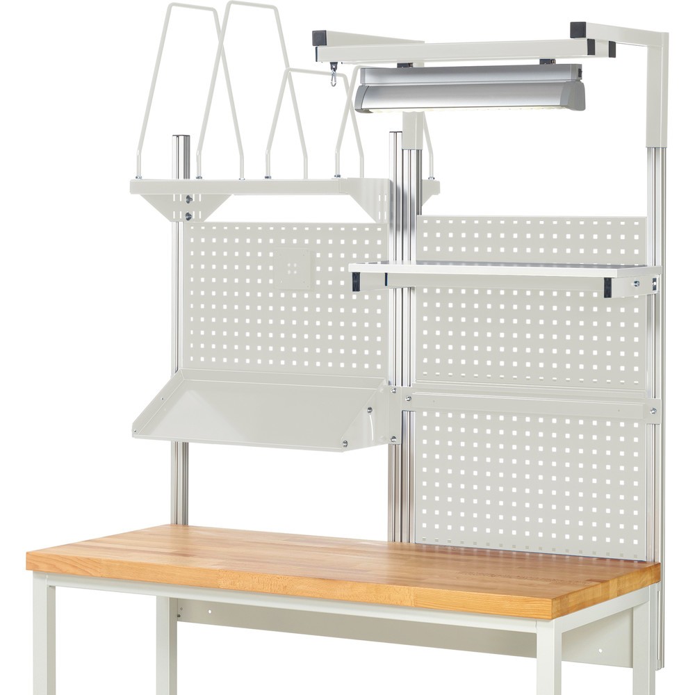 Produktabbildung Nr. 2: RAU Structure système, HxlxP 1 380 x 1 500 x 1 500 mm, avec 1 étagère, 1 rail de fixation, 1 tablette en métal inclinable, 1 support pour écran plat et 1 lampe, jeu complet 06 pour largeur de produit 1 500 mm