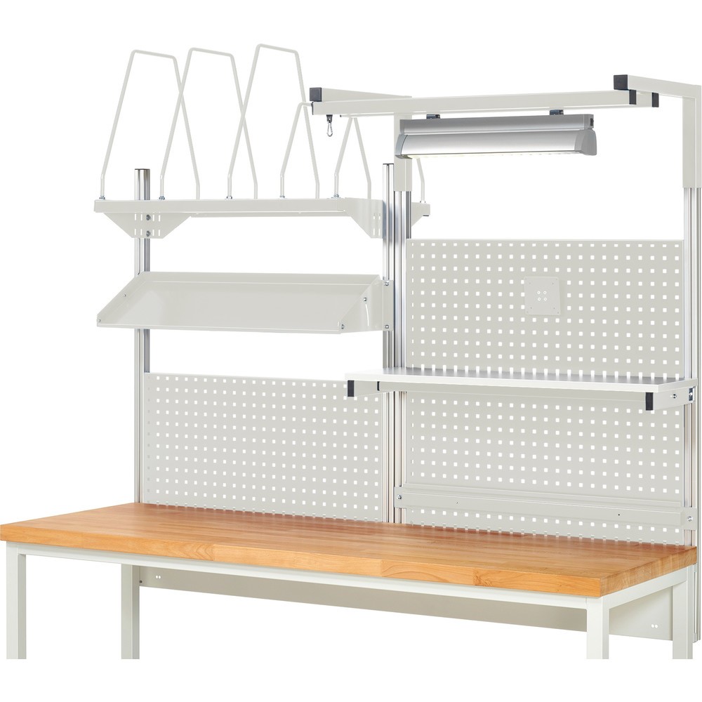 Produktabbildung Nr. 2: RAU Structure système, HxlxP 1 380 x 2 000 x 2 000 mm, avec 1 étagère, 1 rail de fixation, 1 tablette en métal inclinable, 1 support pour écran plat et 1 lampe, jeu complet 06 pour largeur de produit 2 000 mm