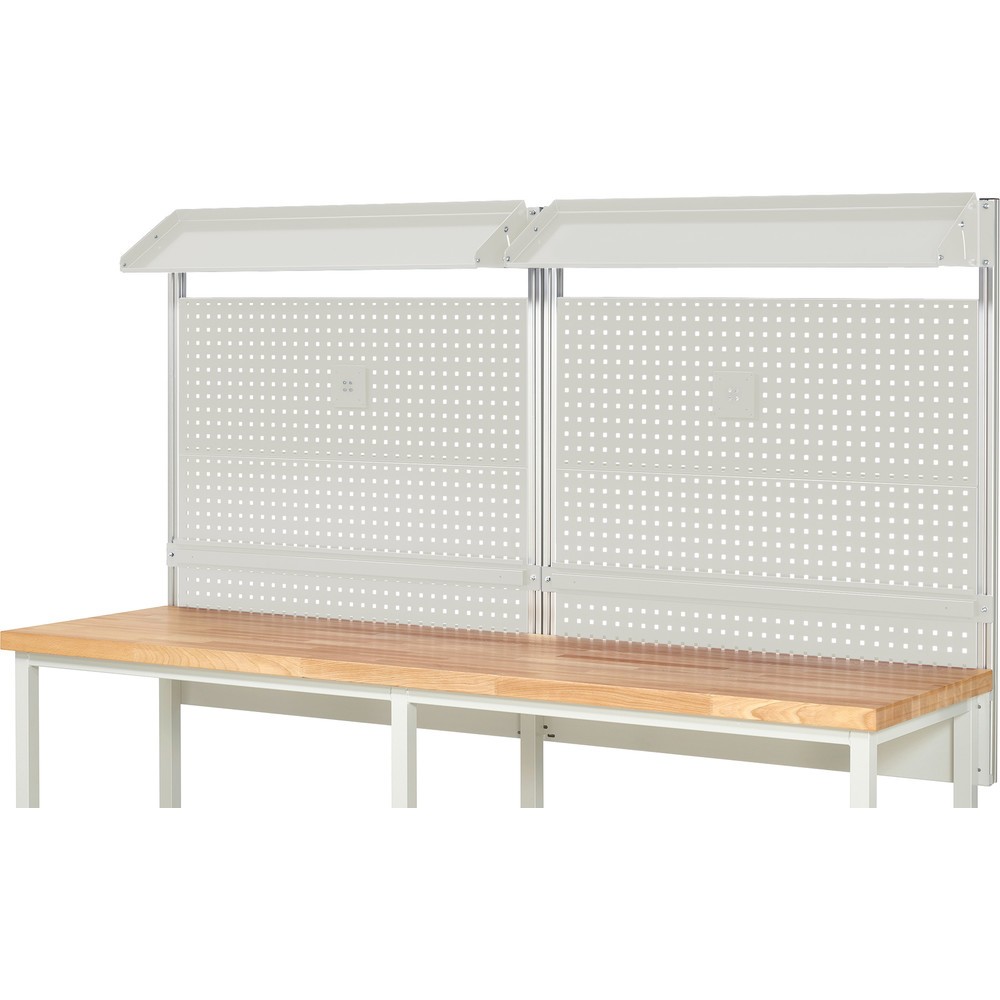 Produktabbildung Nr. 2: RAU Werkbank-Aufbau, HxBxT 1.130 x 2.500 x 350 mm, mit 2 neigbaren Metallablagen, 2 Halteschienen und 2 Flachbildschirmhalter, Komplettset 02 für Produktbreite 2.500 mm