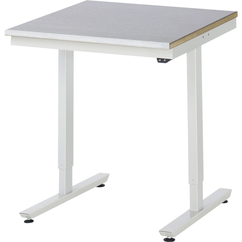 Illustration du produit: RAU Table de travail à réglage électrique de la hauteur Série adlatus 300, HxlxP 720-1 120 x 750 x 800 mm, plan de travail avec revêtement en tôle d’acier inoxydable