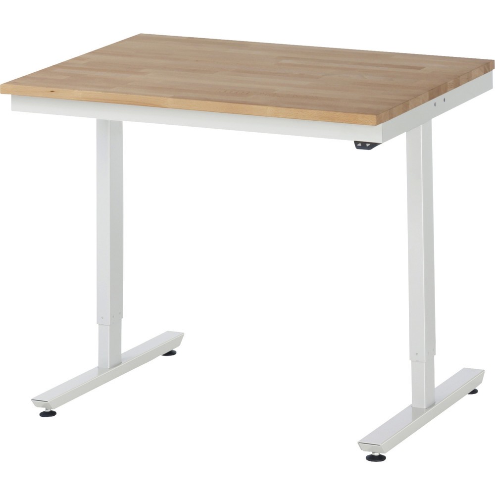 Illustration du produit: RAU Table de travail à réglage électrique de la hauteur Série adlatus 300, HxlxP 720-1 120 x 1 000 x 800 mm, plan de travail en hêtre massif