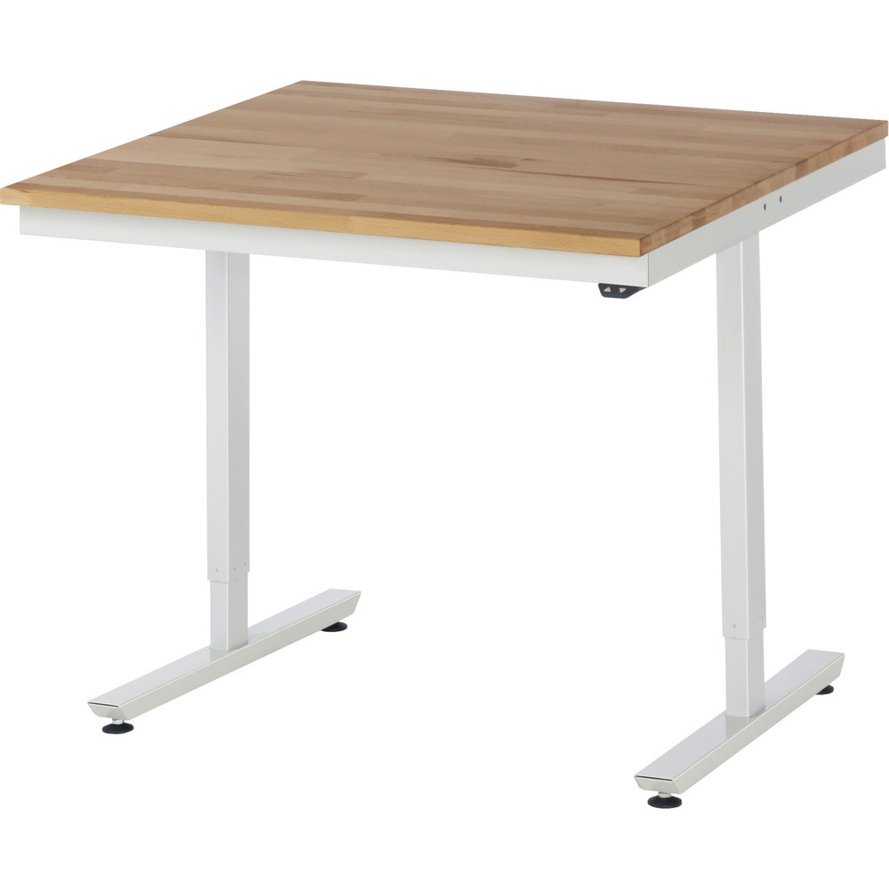 Illustration du produit: RAU Table de travail à réglage électrique de la hauteur Série adlatus 300, HxlxP 720-1 120 x 1 000 x 1 000 mm, plan de travail en hêtre massif