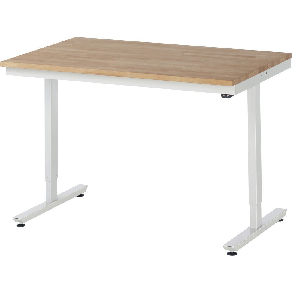 Illustration du produit: RAU Table de travail à réglage électrique de la hauteur Série adlatus 300, HxlxP 720-1 120 x 1 250 x 800 mm, plan de travail en hêtre massif