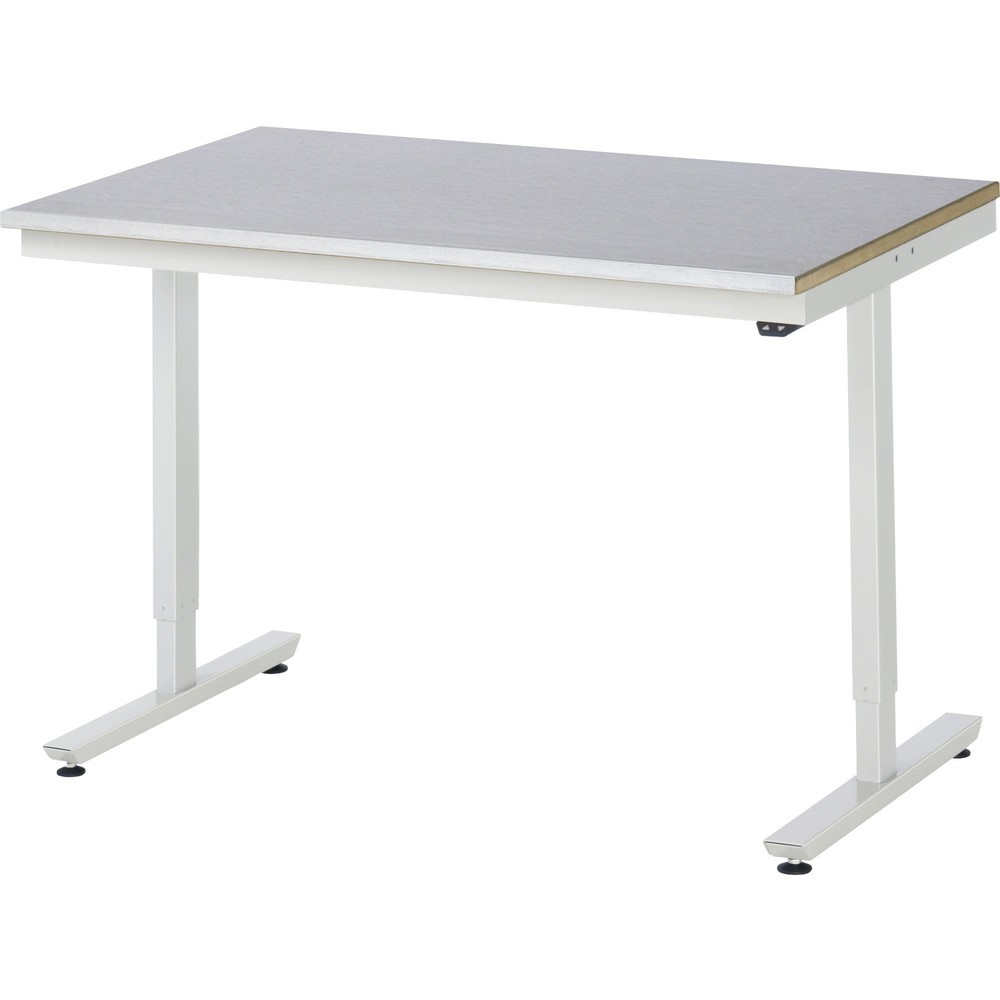 Illustration du produit: RAU Table de travail à réglage électrique de la hauteur Série adlatus 300, HxlxP 720-1 120 x 1 250 x 800 mm, plan de travail avec revêtement en tôle d’acier