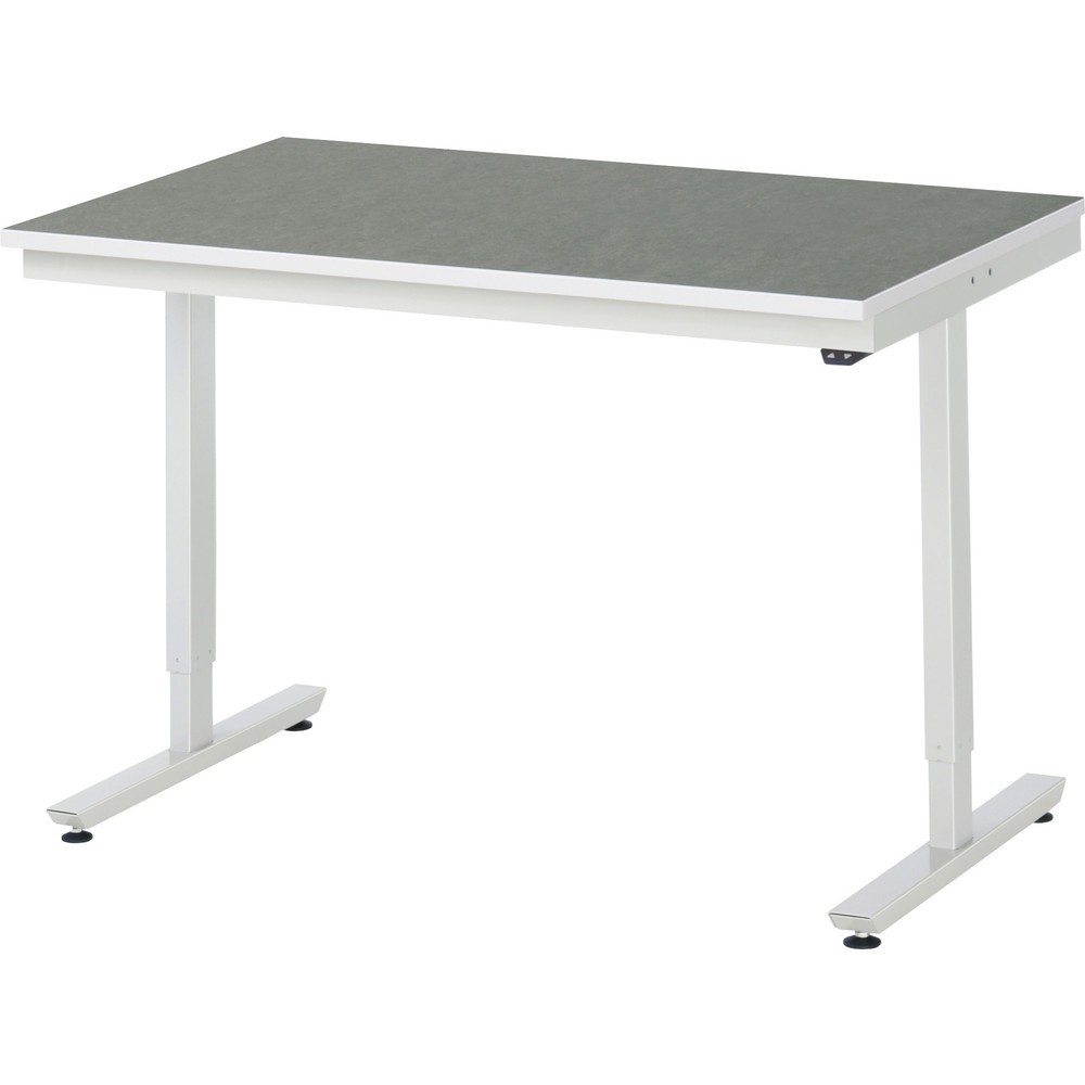 Illustration du produit: RAU Table de travail à réglage électrique de la hauteur Série adlatus 300, HxlxP 720-1 120 x 1 250 x 800 mm, plan de travail avec revêtement universel/linoléum