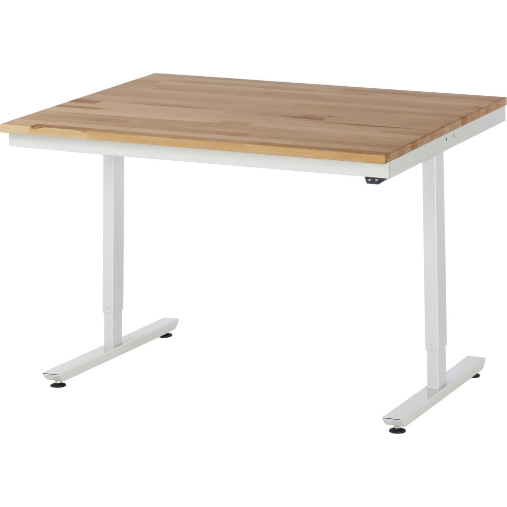 Illustration du produit: RAU Table de travail à réglage électrique de la hauteur Série adlatus 300, HxlxP 720-1 120 x 1 250 x 1 000 mm, plan de travail en hêtre massif
